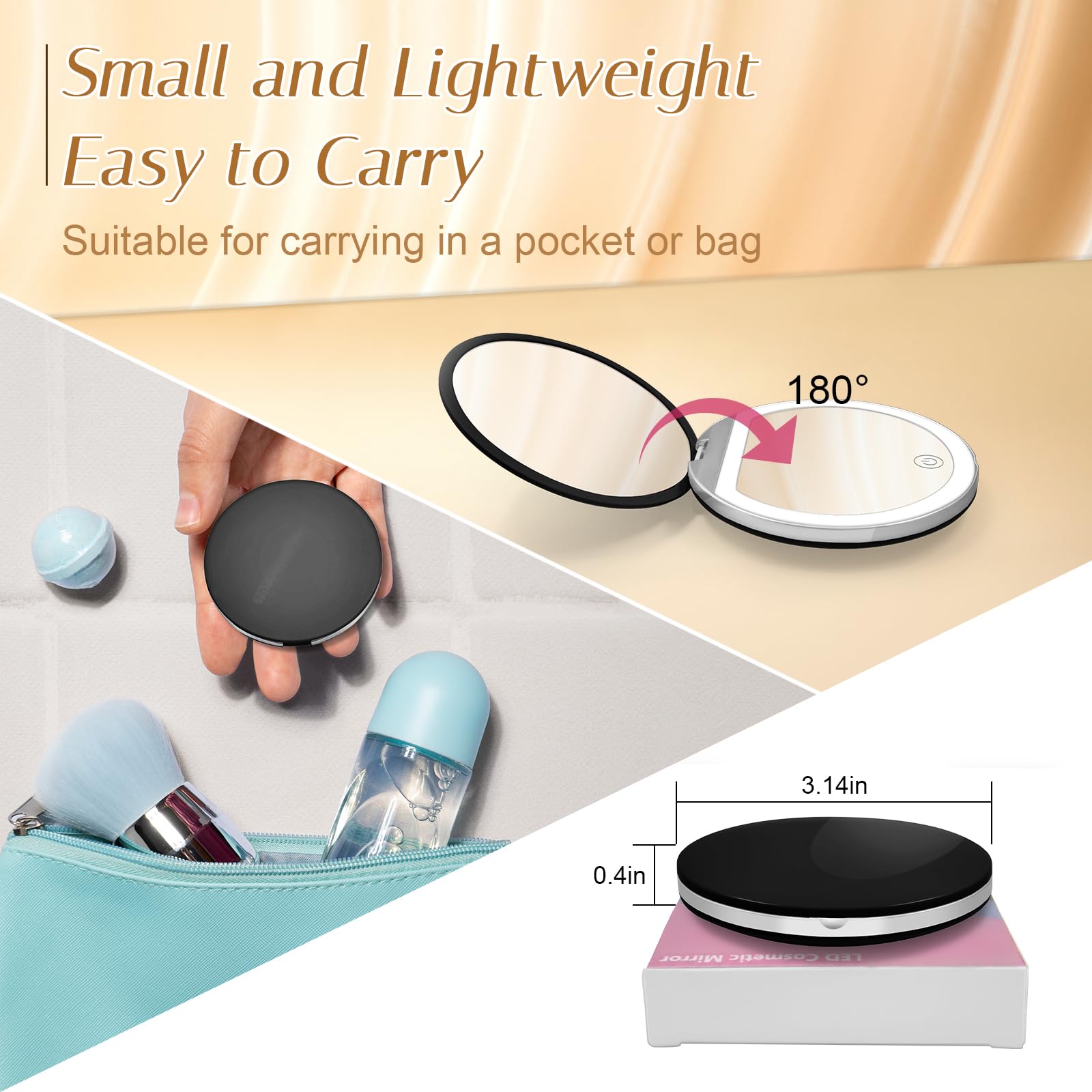 Kakuje premium compact mirror with bright LED for everyday routines.