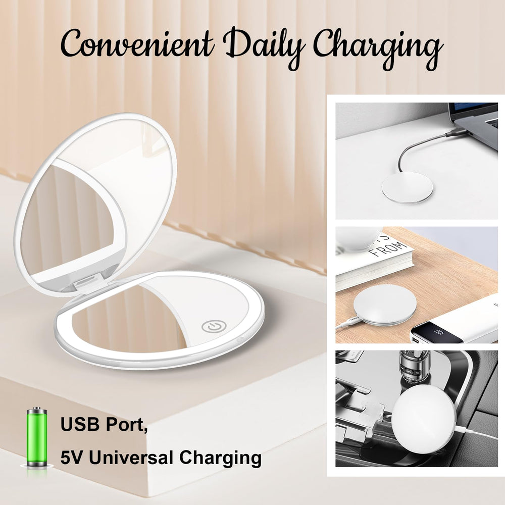 Kakuje white-finish compact mirror designed for daily use.