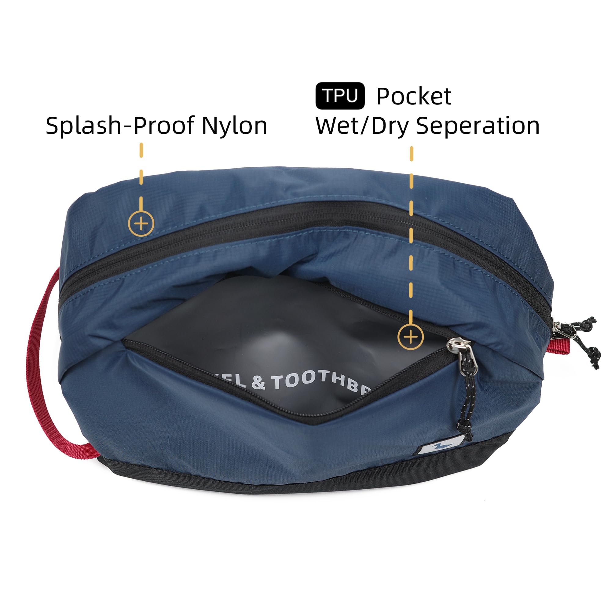 kalgoTeal travel toiletry bag 5L splash-proof nylon material is durable.