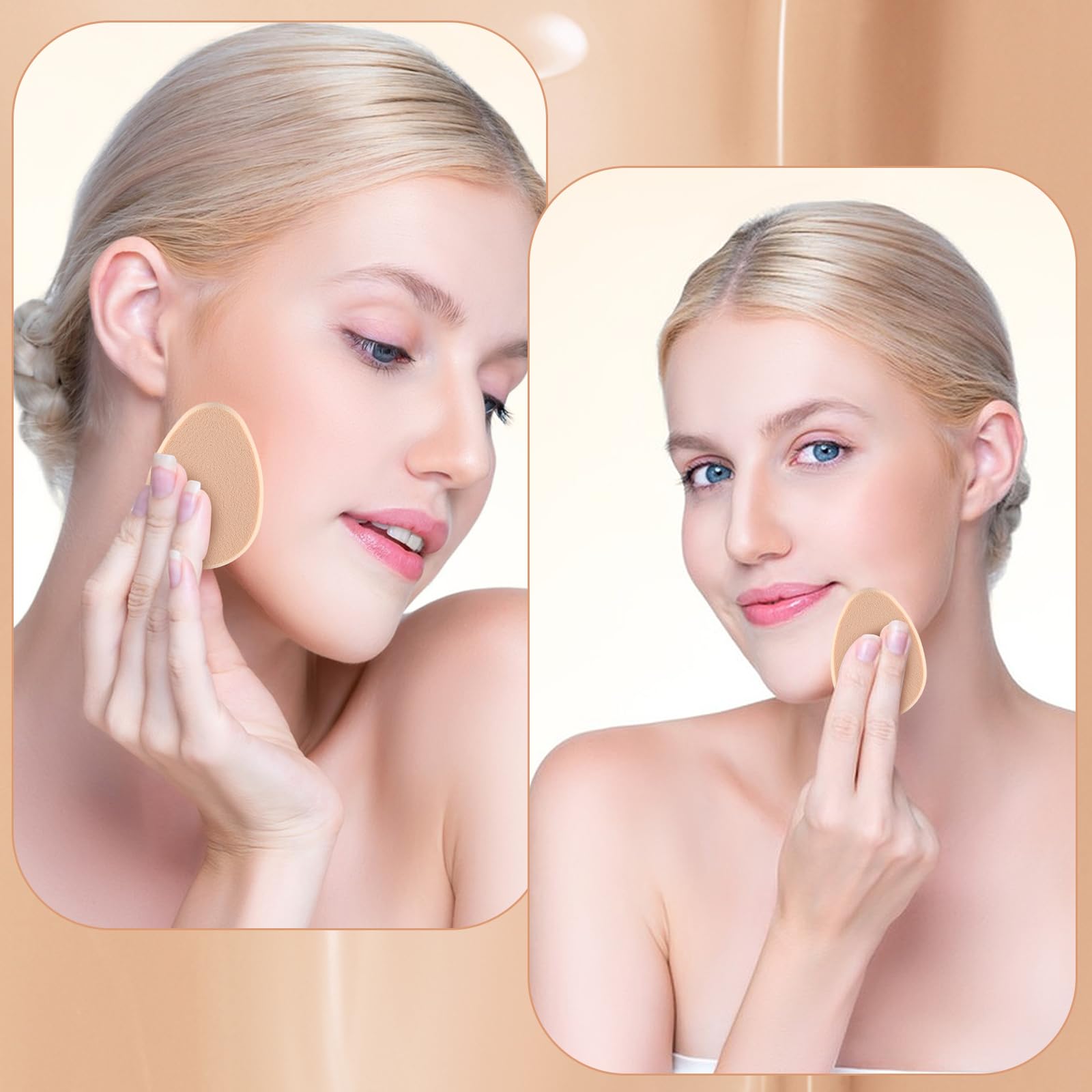 KALIONE flat makeup sponge beige ergonomic grip for comfortable, precise applications