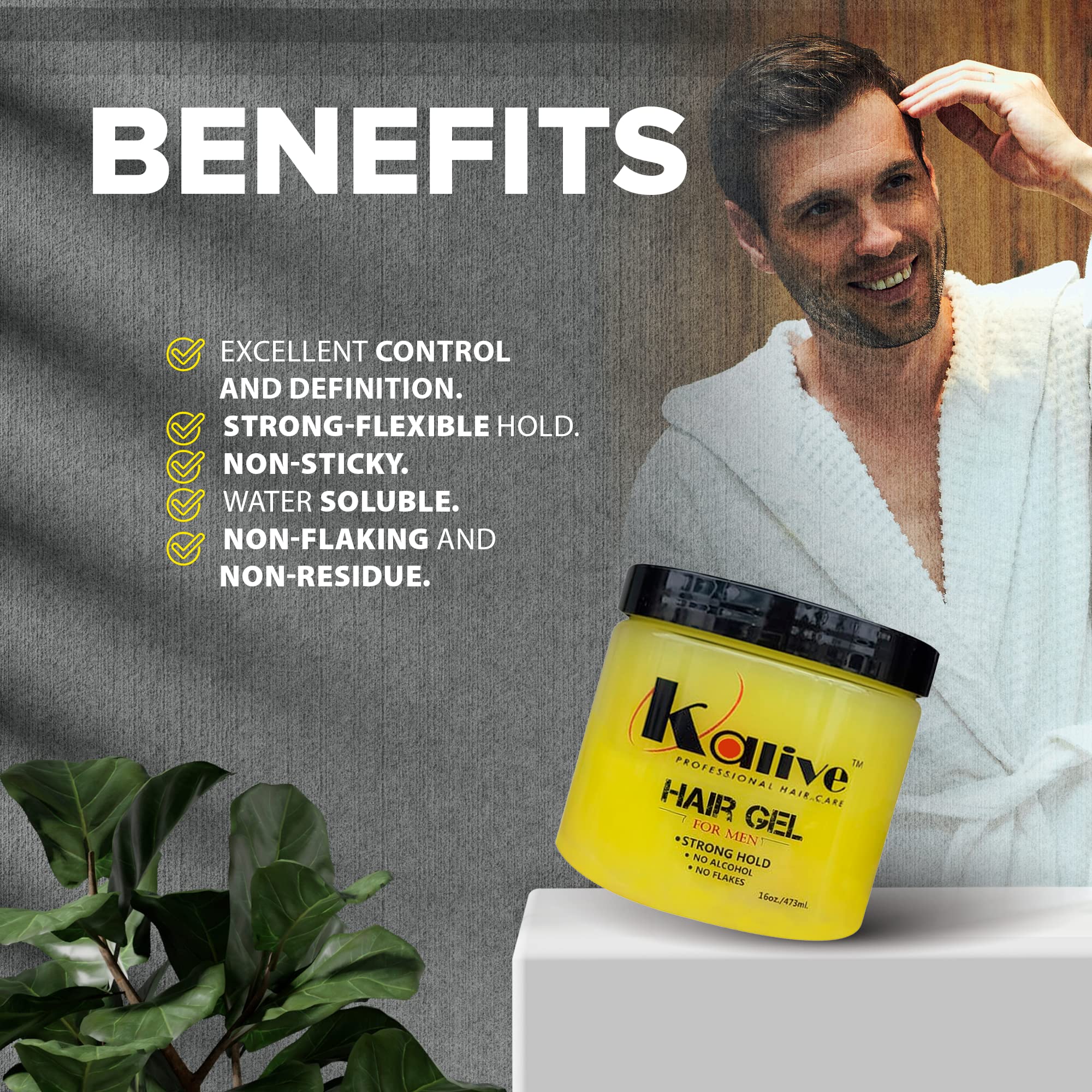 KALIVE 2 STYLE gel para todos los tipos de cabello ofrece fijación estable.