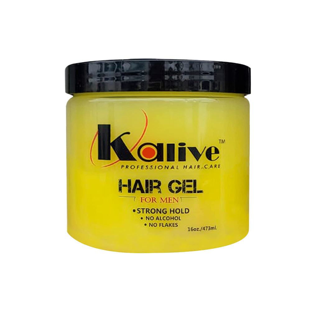 KALIVE 2 STYLE gel peinado fijo fuerte con brillo ligero para un acabado duradero.
