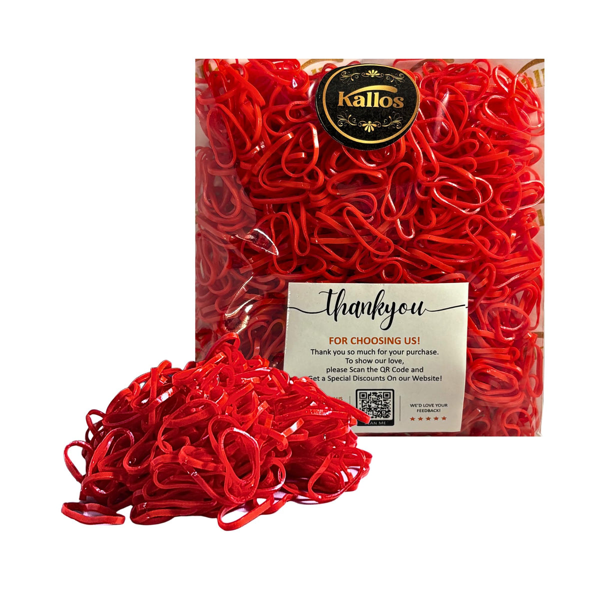 Gomas Kàllos rojas para cabello en bolsa reutilizable, cuidado suave