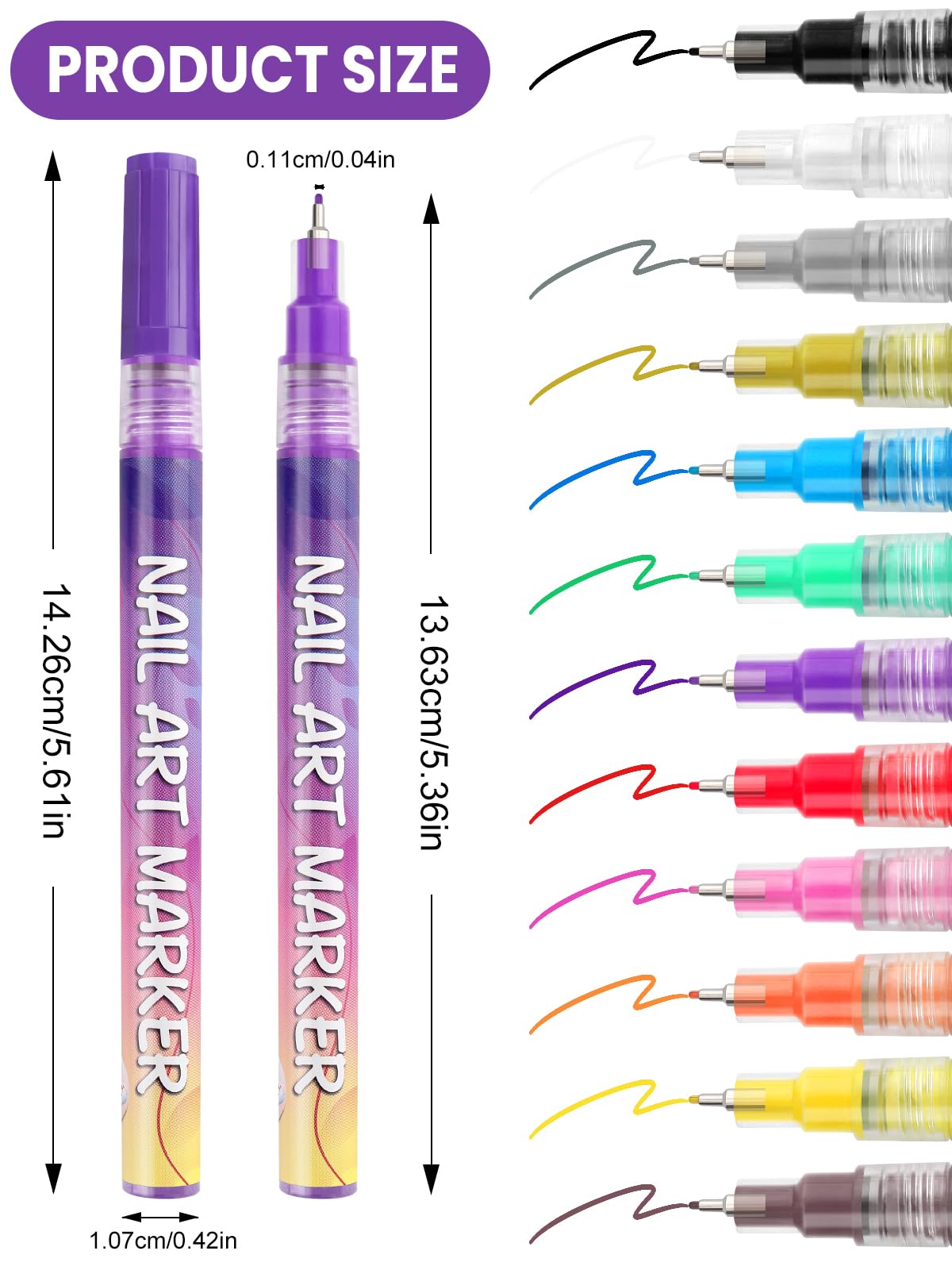 Kalolary nail art pen with 0.5mm tip enables precise detailing