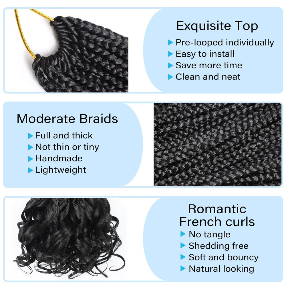 Box braids crochet hair with curly ends for versatile styling