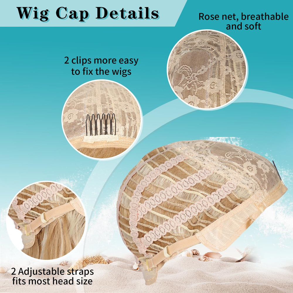 Kalyss Blonde Wig Cap Inside, adjustable fit and secure wear.
