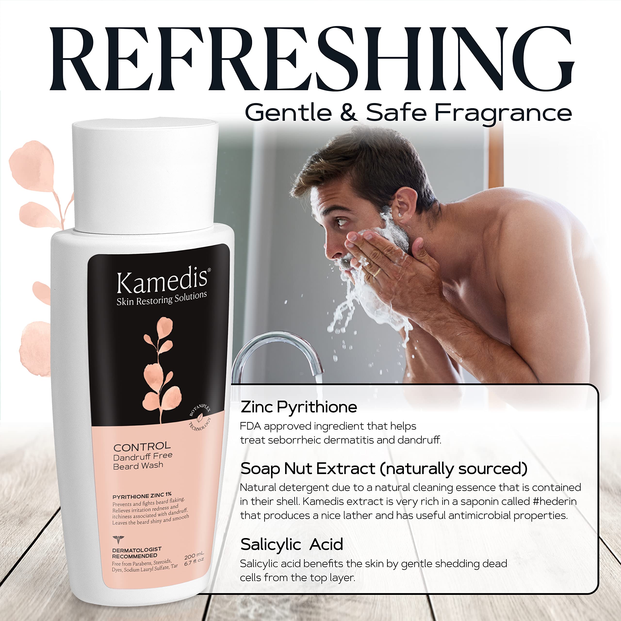 Face skincare routine with gentle cleanse in shower