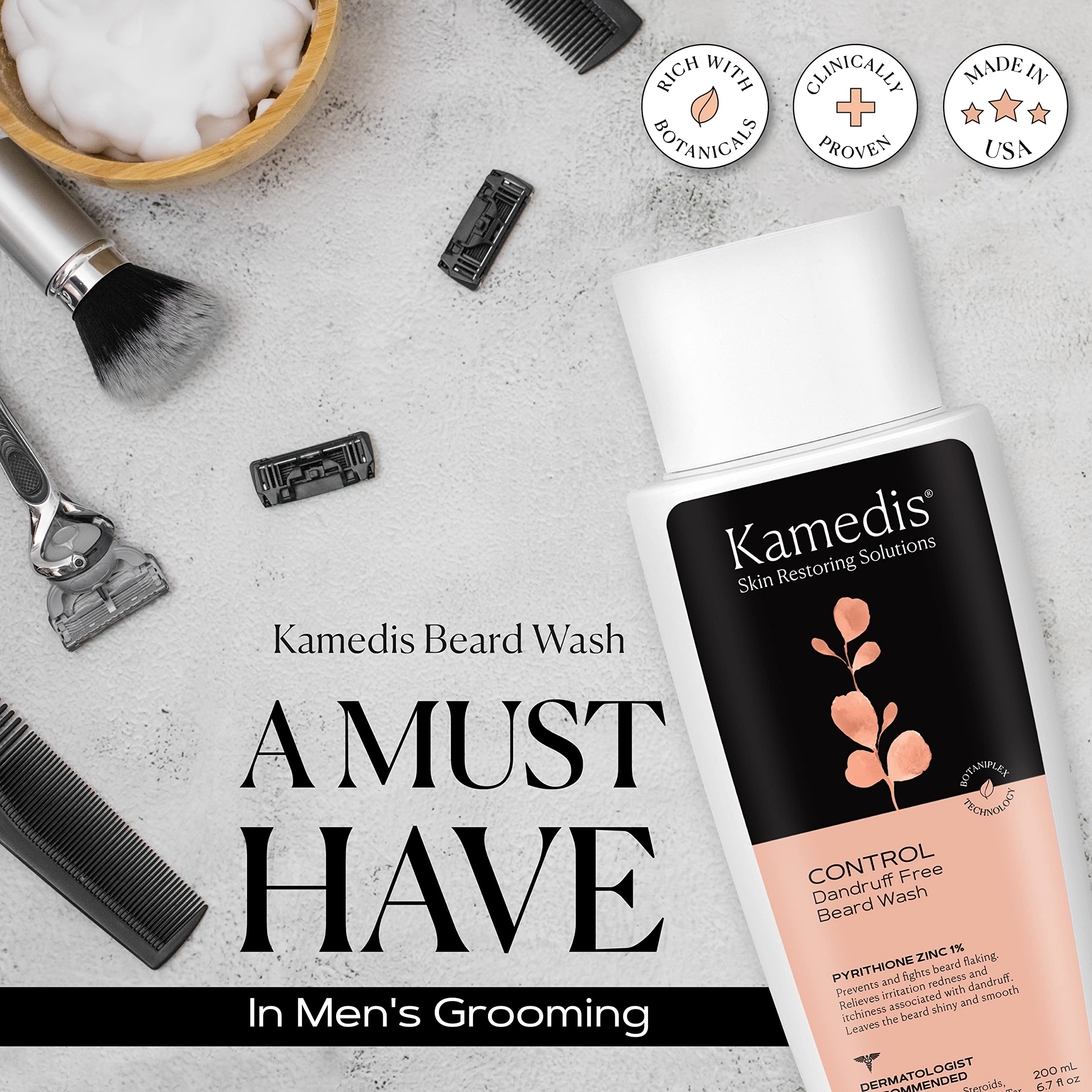 Clean bottle on shelf with dye and paraben free statement