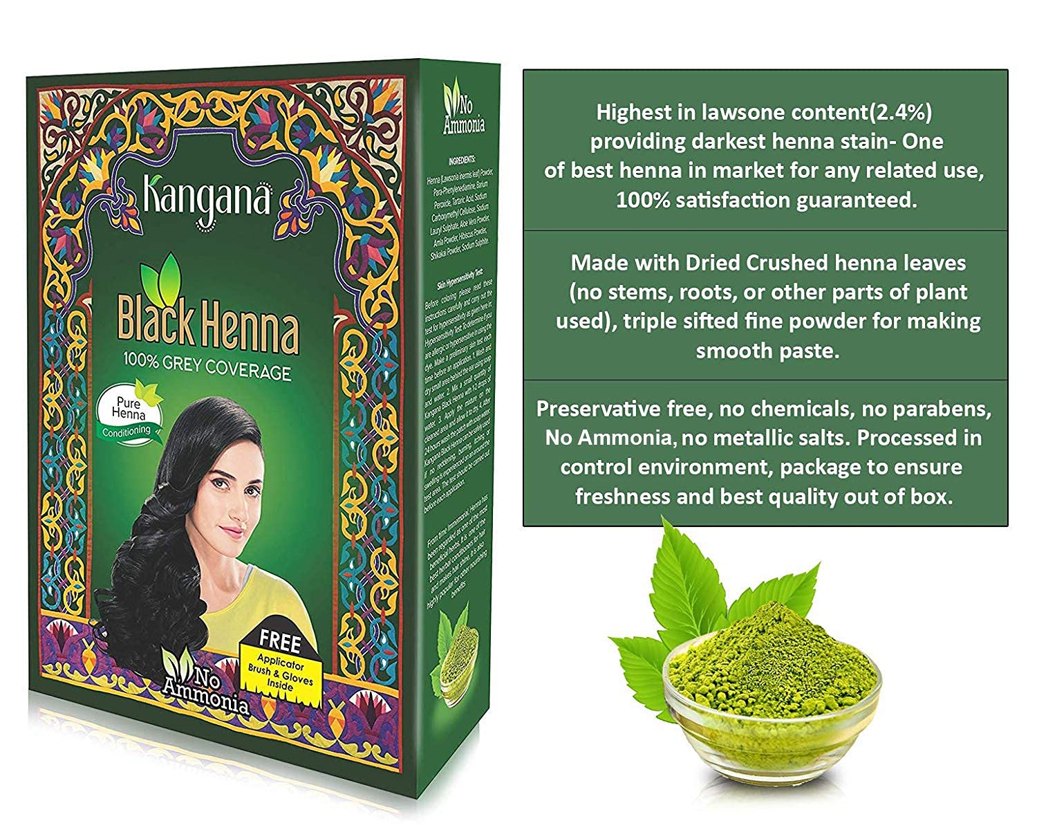 Kangana Black Henna dye being applied to grey roots for coverage