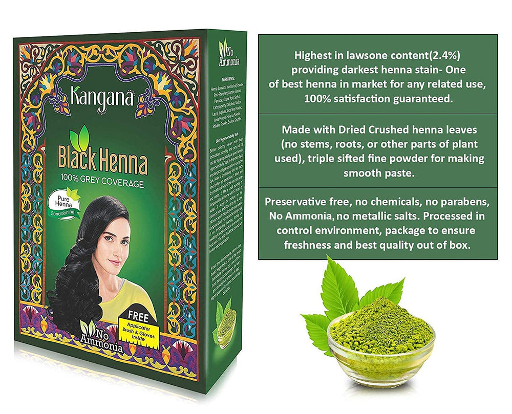 Kangana Black Henna dye being applied to grey roots for coverage