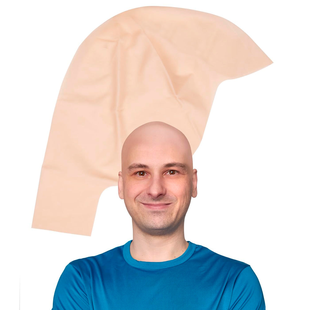Kangaroo latex bald cap in tan beige front view for realistic head skin effects