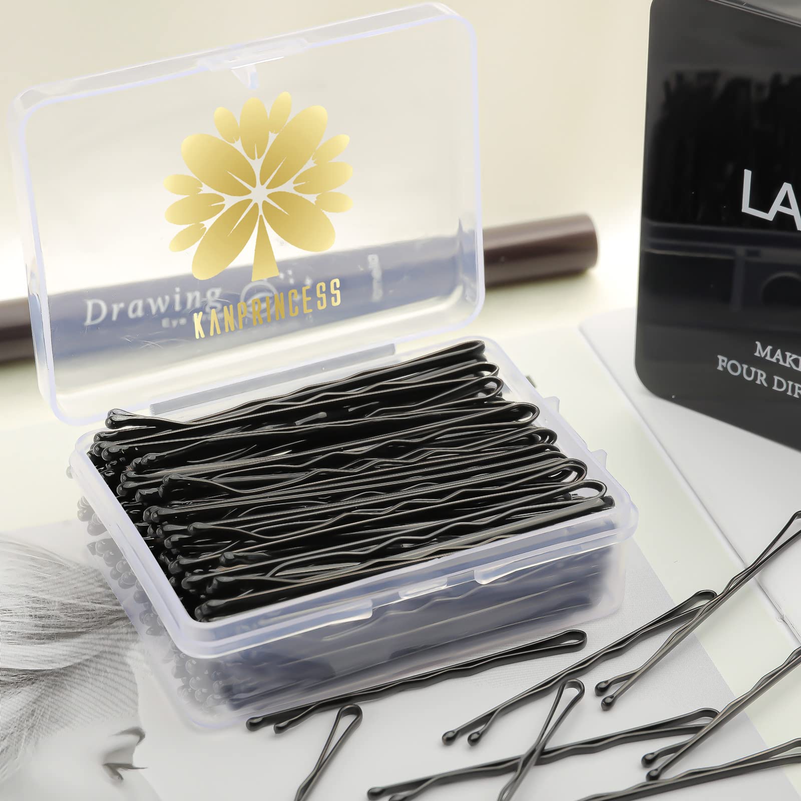KANPRINCESS Color assortment bobby pins in black, brown, bronze, gold, silver