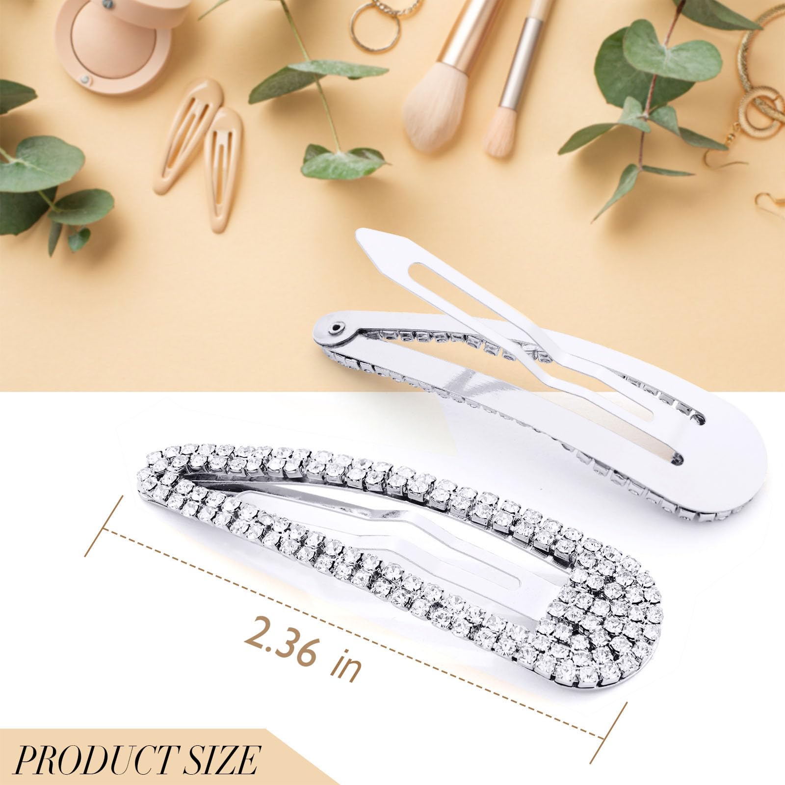 KANPRINCESS silver hair barrette with rhinestones adds elegant sparkle.