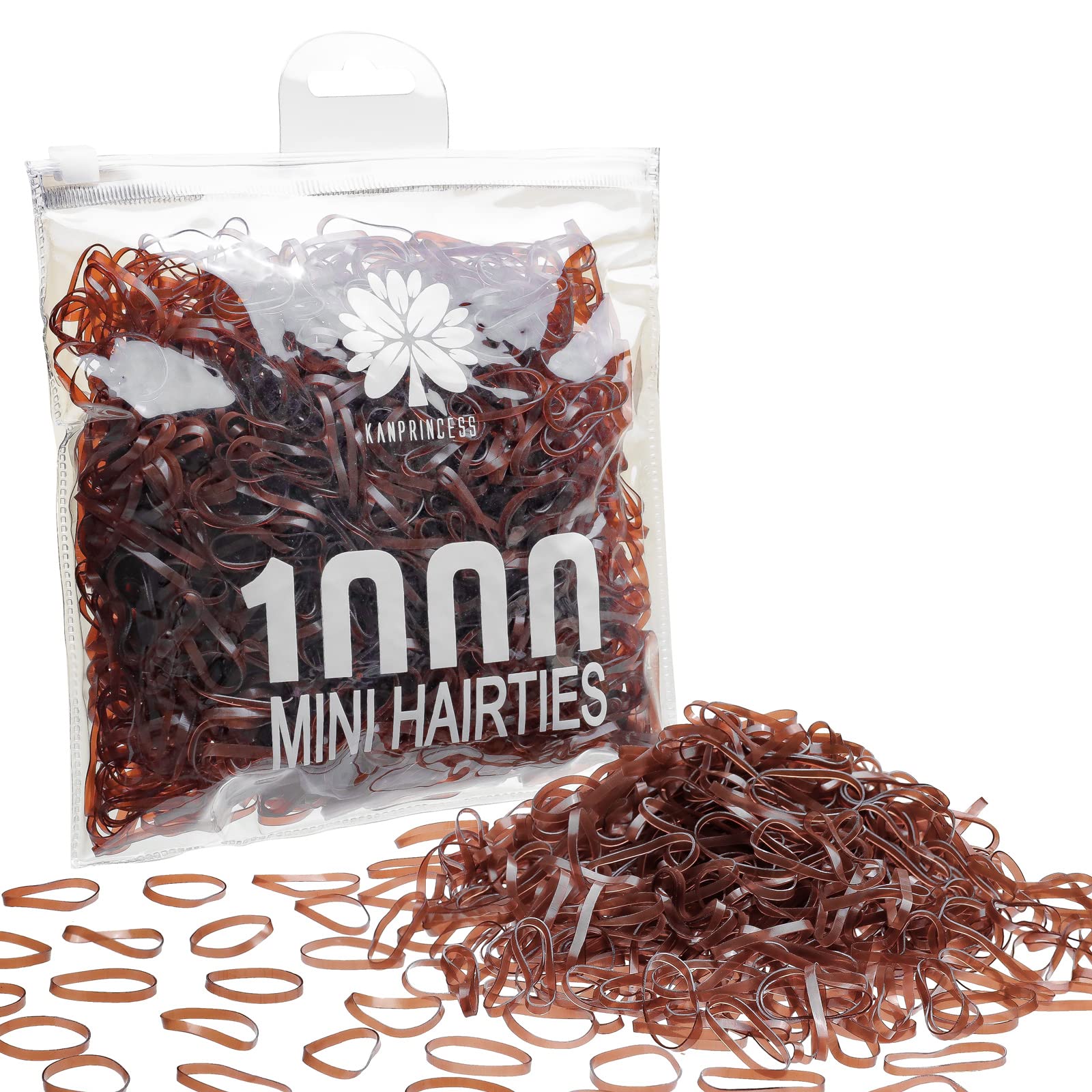 Kanprincess tiras elasticas cabello marron 30mm, sujecion suave para peinados diarios.