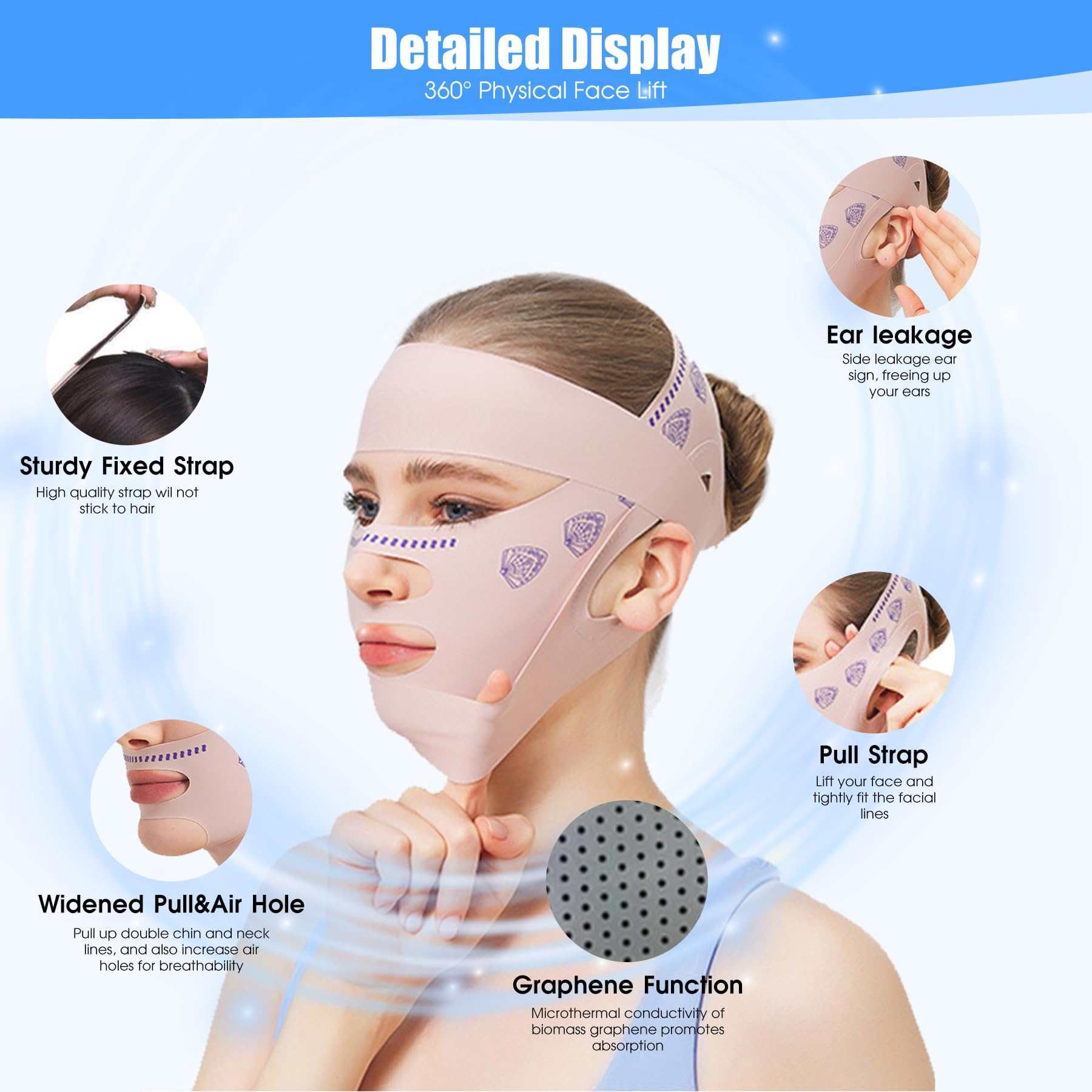 Kanuoc Upgrade V Line Mask worn during sleep for comfortable overnight wear and jaw support