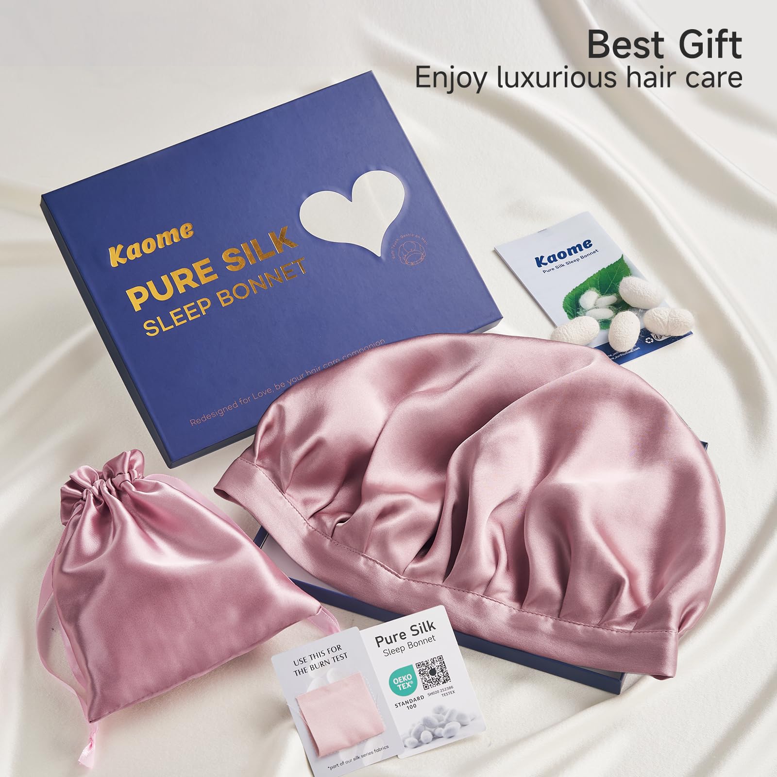 Kaome gift box presents a thoughtful silk sleep cap gift.