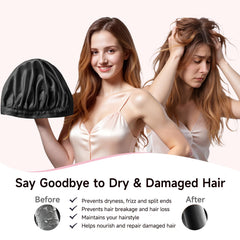 Kaome silk bonnet in a large size fits long curly hair for protection.