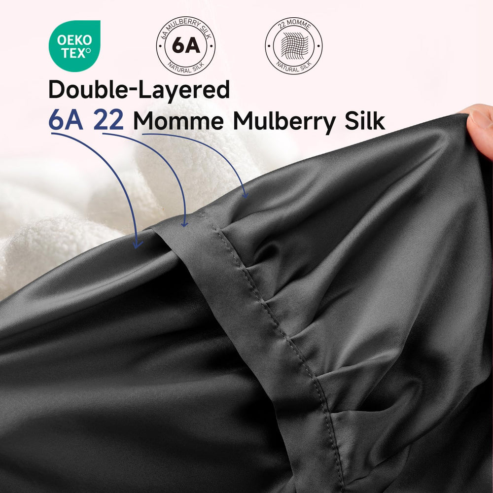 The Kaome silk bonnet features an adjustable elastic band for a comfortable, snug fit.