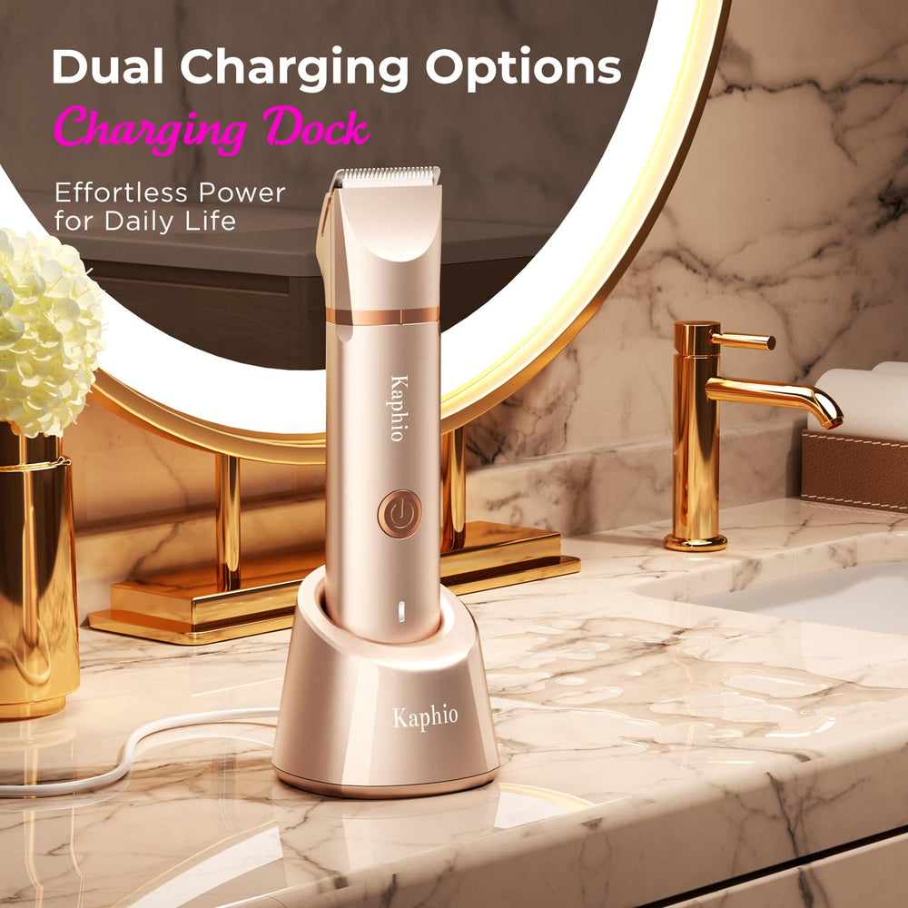 KAPHIO USB rechargeable system offers cordless grooming convenience.