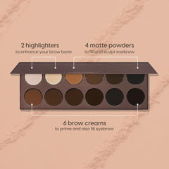 KARA BEAUTY kit para cejas sombras mate de alta pigmentación.