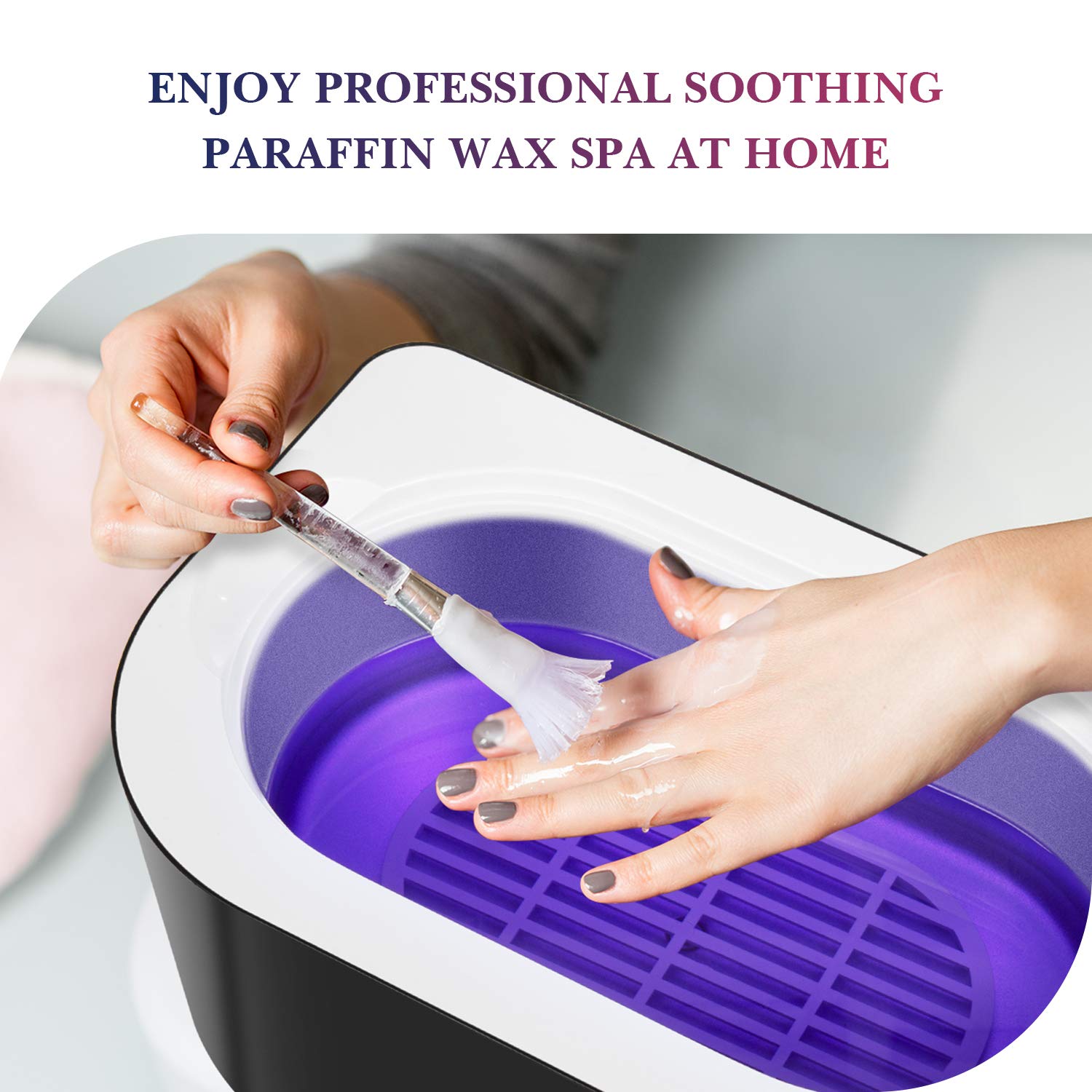 Karite paraffin bath setup with heater for easy warming sessions.