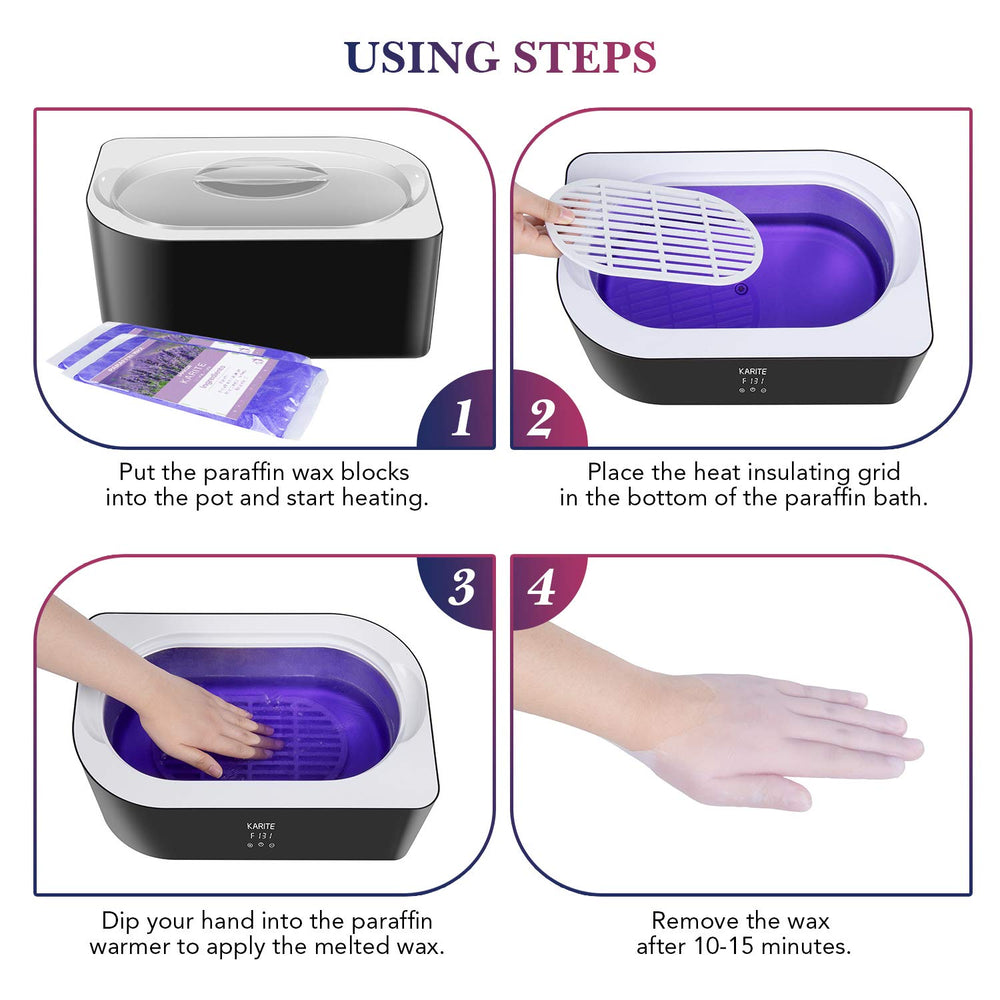 Elbow dipping into Karite wax bath for moisturized skin