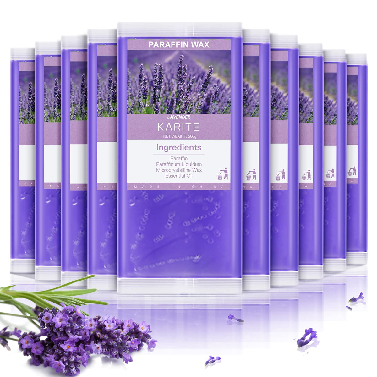Karite lavender paraffin wax refills 10-pack beads for at-home spa.