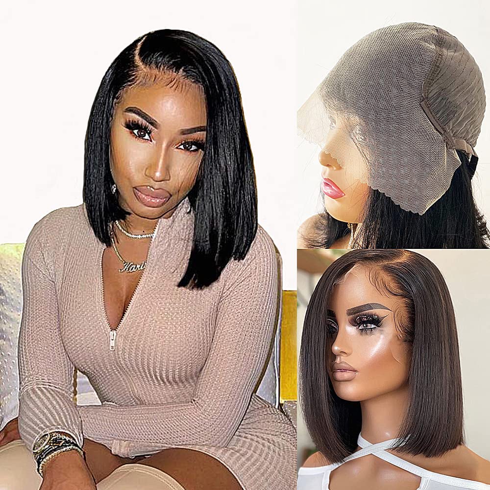 Karlami 12in bob wig with HD lace front for seamless parting and natural look.