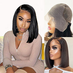 Karlami 12in bob wig with HD lace front for seamless parting and natural look.