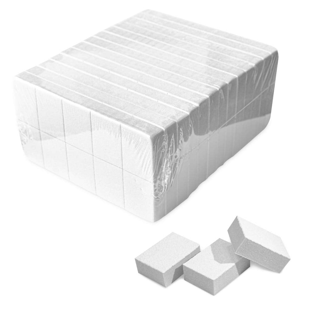 Karlash Nail Mini White Buffer Block 80/100 grit, two-sided for smooth pre-polish prep.