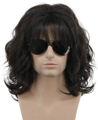 Karlery California 70s-80s rocker wig side view, long curly texture for cosplay.