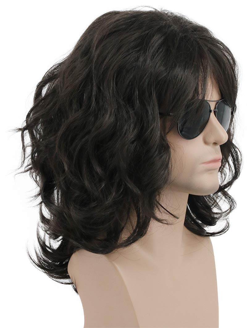 Karlery California 70s-80s rocker wig worn on head, adjustable cap for comfortable wear.