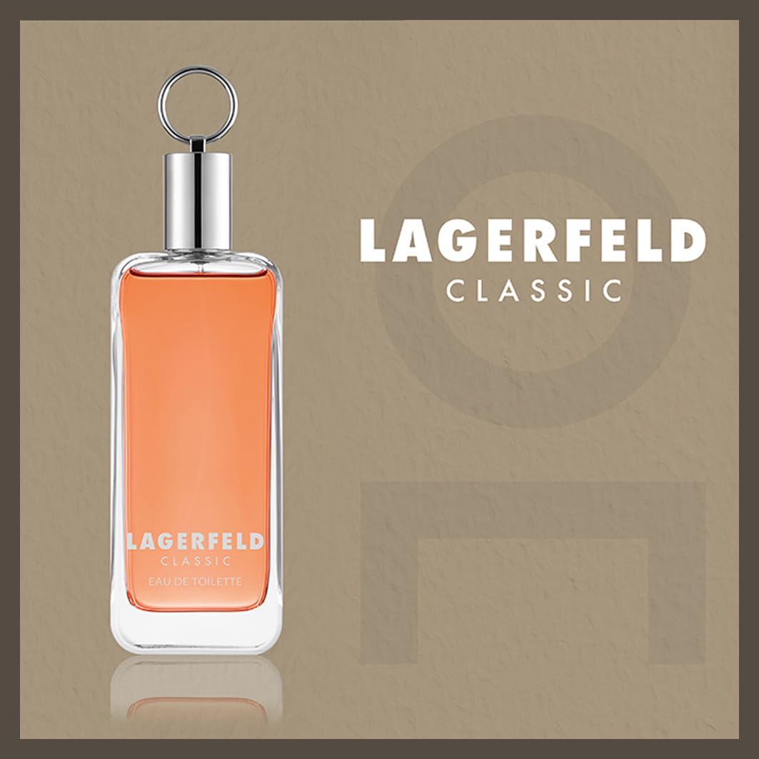Karl Lagerfeld lifestyle shot suggests modern, confident fragrance use.