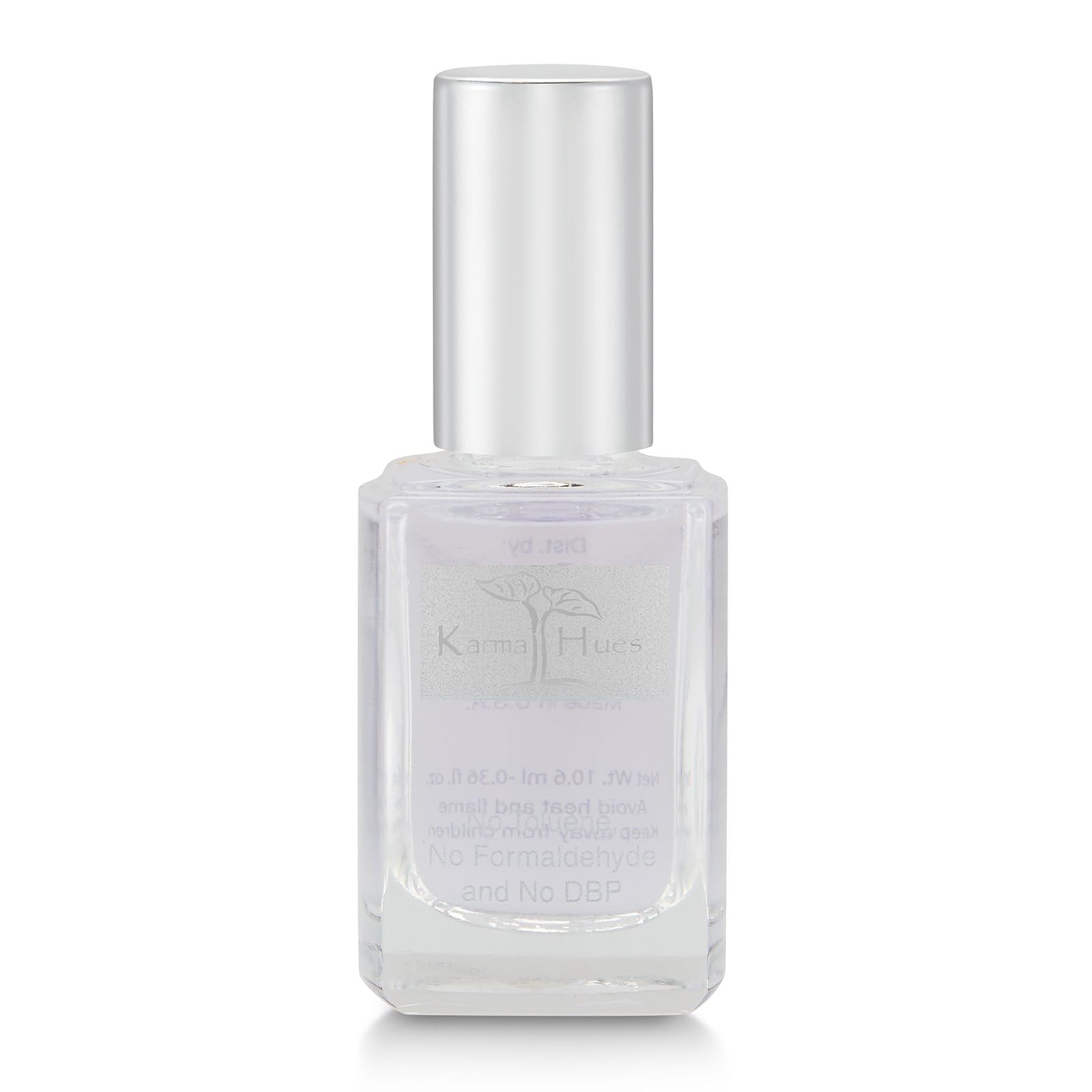 Karma Organic, capa base y capa superior 2 en 1, base estable y brillo duradero.