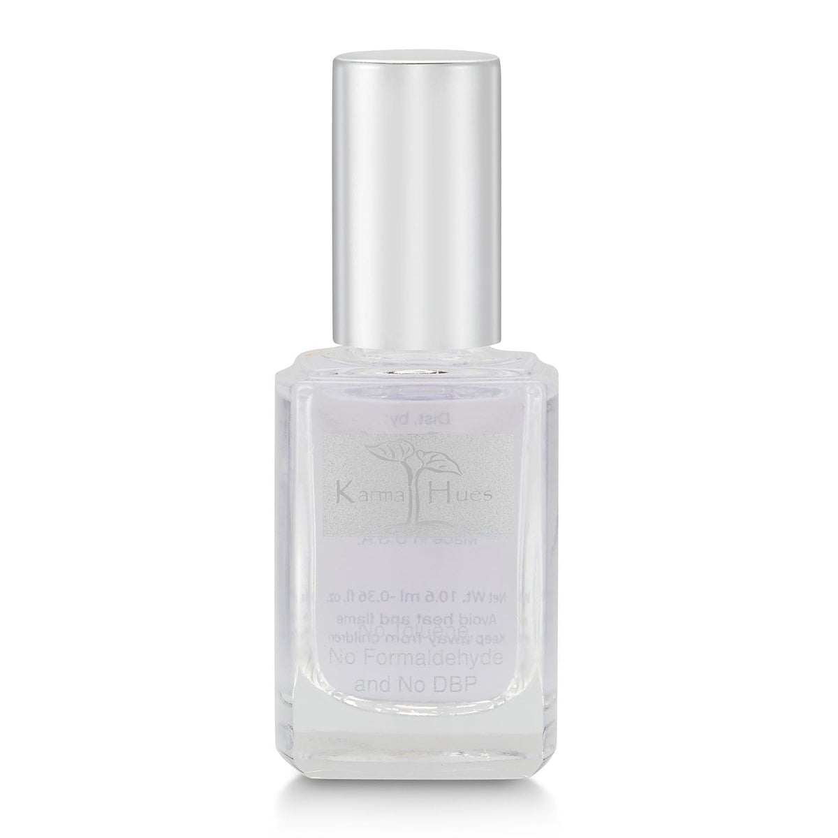 Karma Organic, capa base y capa superior 2 en 1, base estable y brillo duradero.