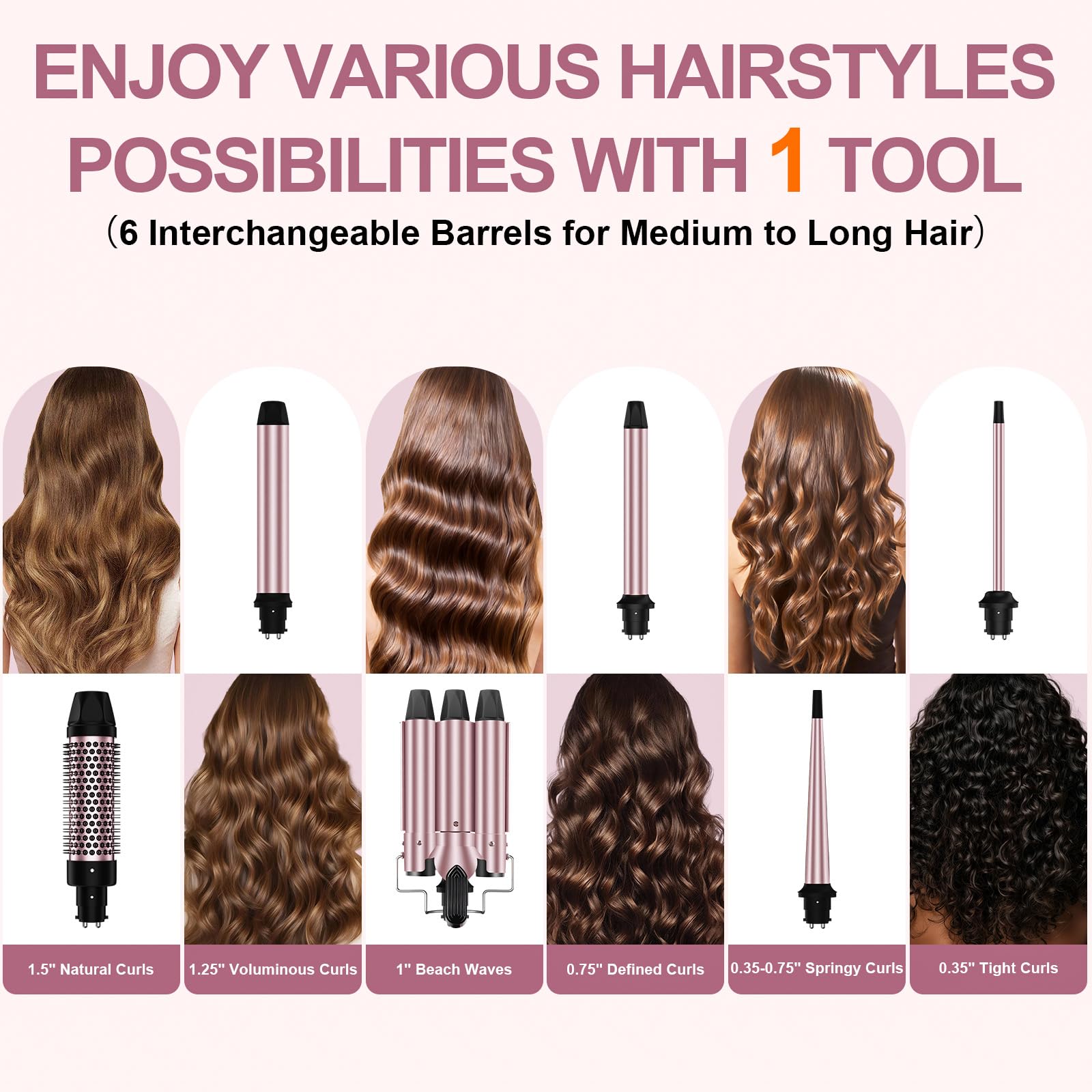 Karrong 1-inch 3-barrel curling iron creates uniform beach waves.