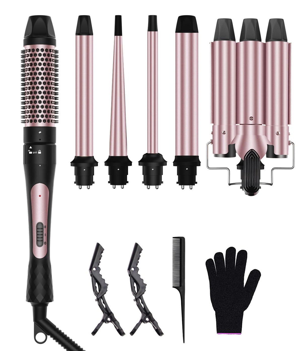Karrong 6-in-1 wand curling iron set full kit for versatile looks.