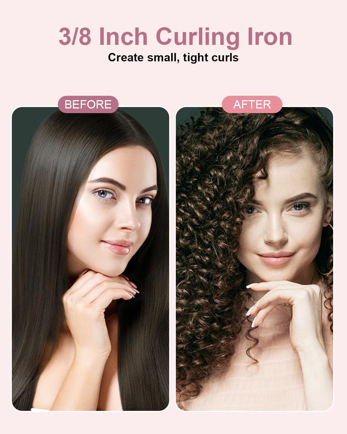 Karrong small 9mm wand gliding smoothly through hair for tight curls