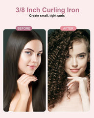 Karrong small 9mm wand gliding smoothly through hair for tight curls