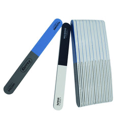 Karroy dual-sided nail file and buffer for easy shortening and shaping nails.
