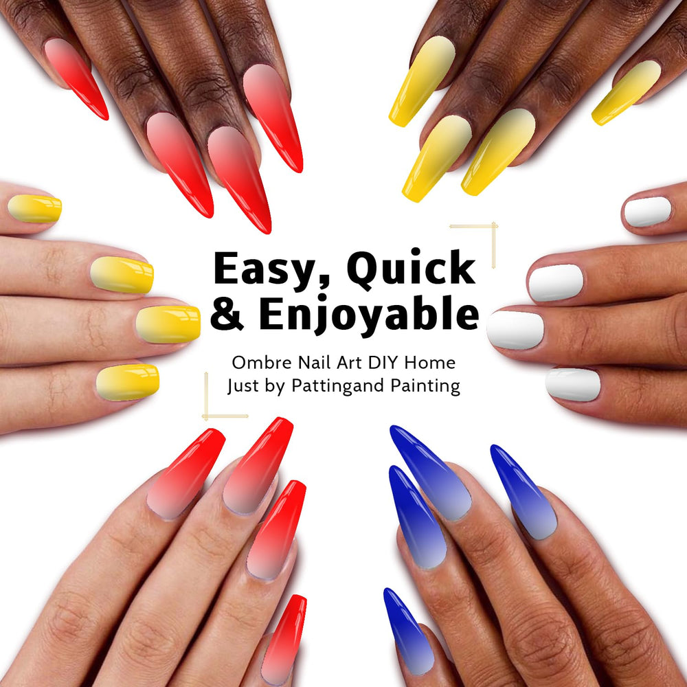 Karroy gradient nails closeup demonstrates vibrant pigment for bold color blends