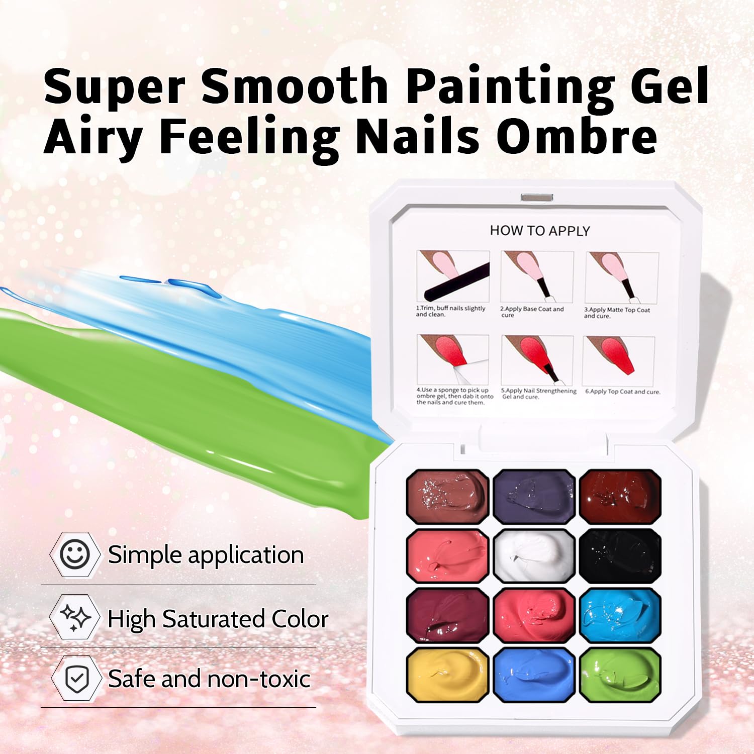 Karroy pigmentos gel uñas brillantes para gradientes intensos.