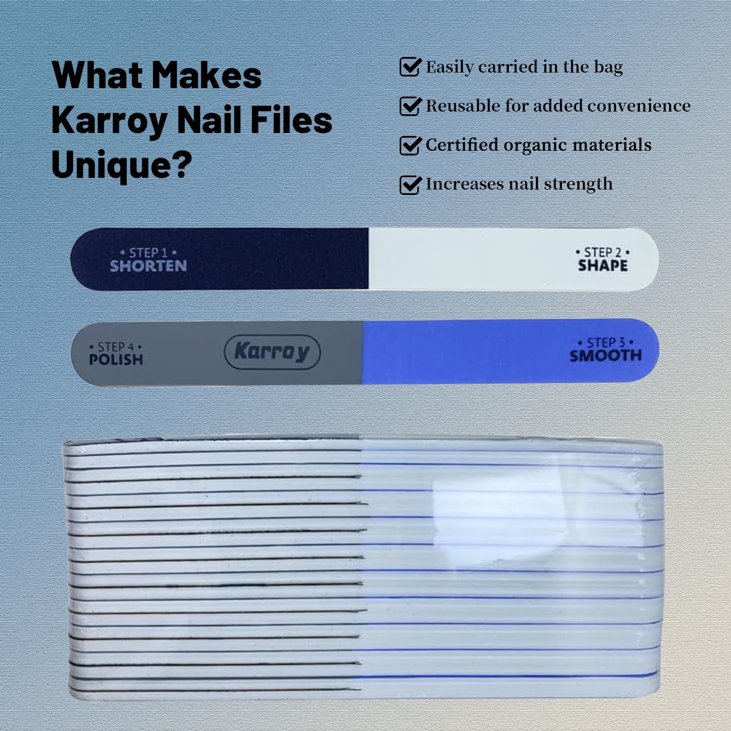 Karroy shortening side in action for precise nail shaping.