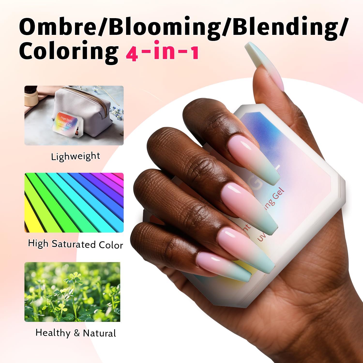 Karroy técnica gradiente gel uñas arte para efectos ombre.