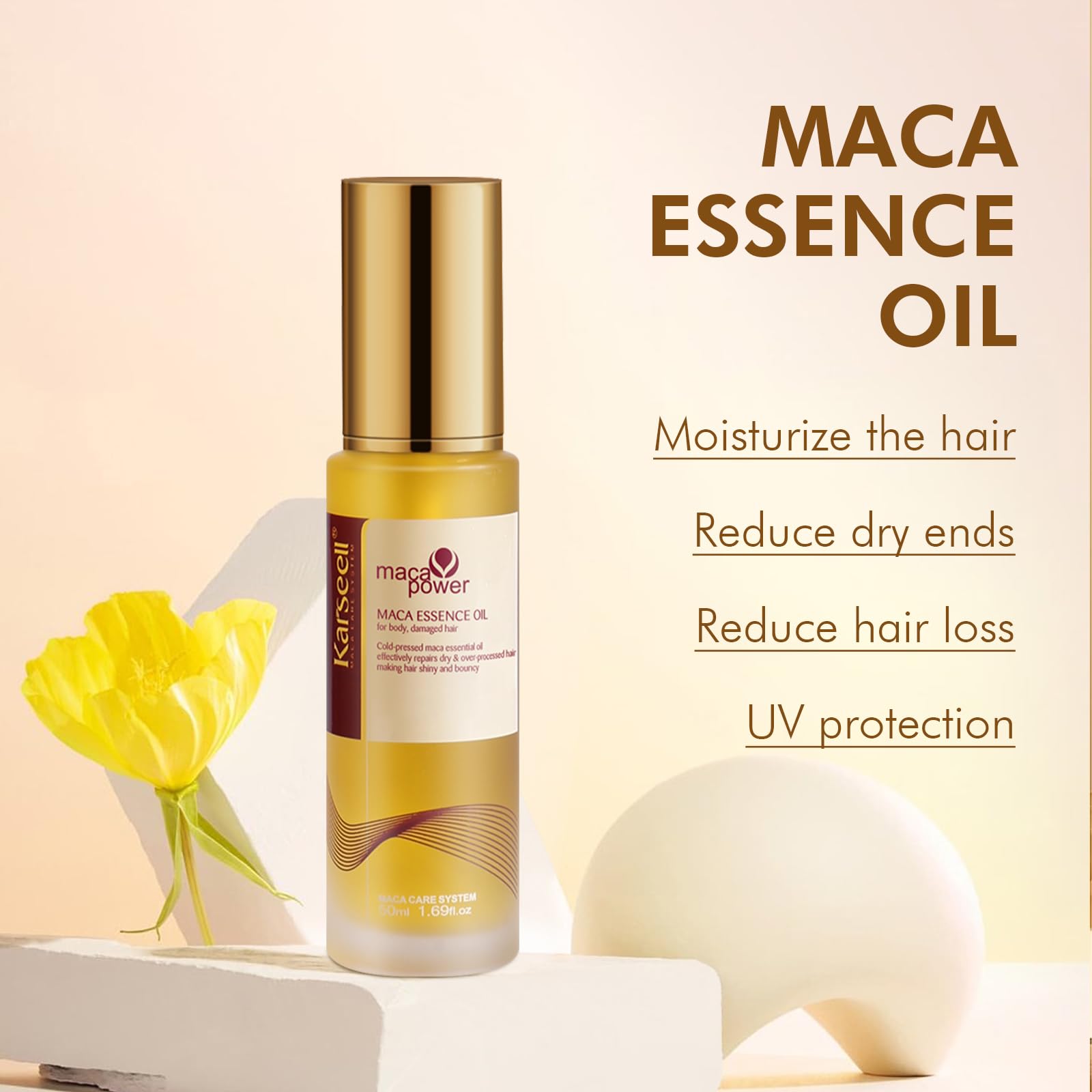 Karseell Aceite de Argán, cabello dañado recupera brillo y suavidad.