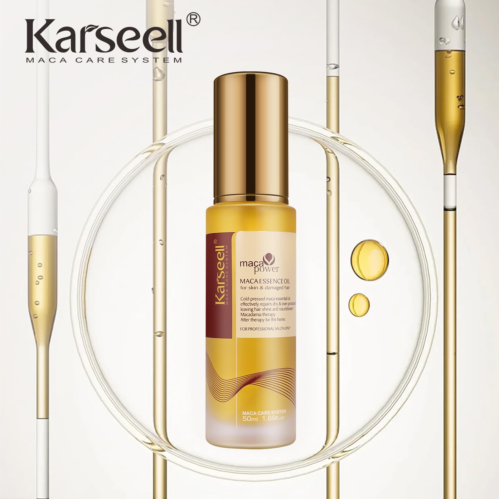 Karseell Aceite de Argán, gotas para aplicación precisa y rápida.