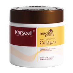 Karseell collagen hair mask jar close-up showing nourishing formula for dry, damaged hair.