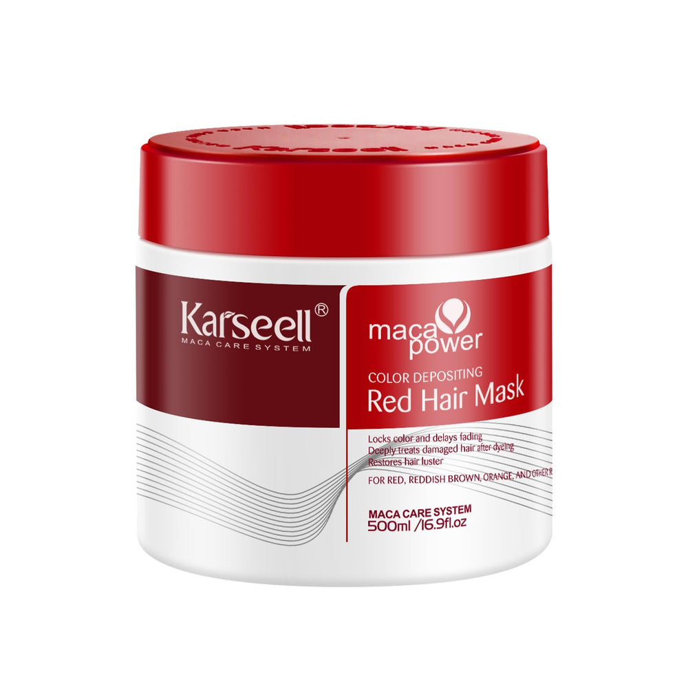 Karseell color depositing conditioner bottle preserves vibrant red tones on color-treated hair.