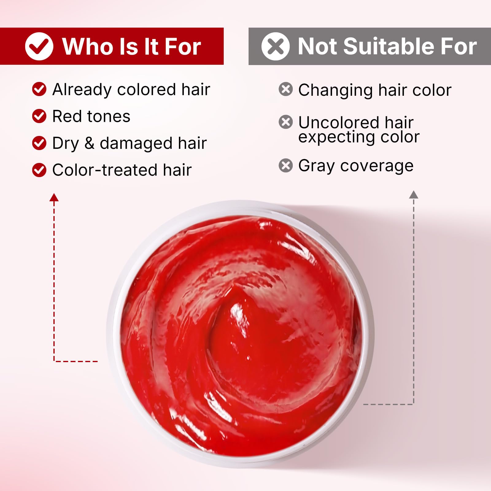 Karseell deposit action on bleached hair renews red vibrancy.