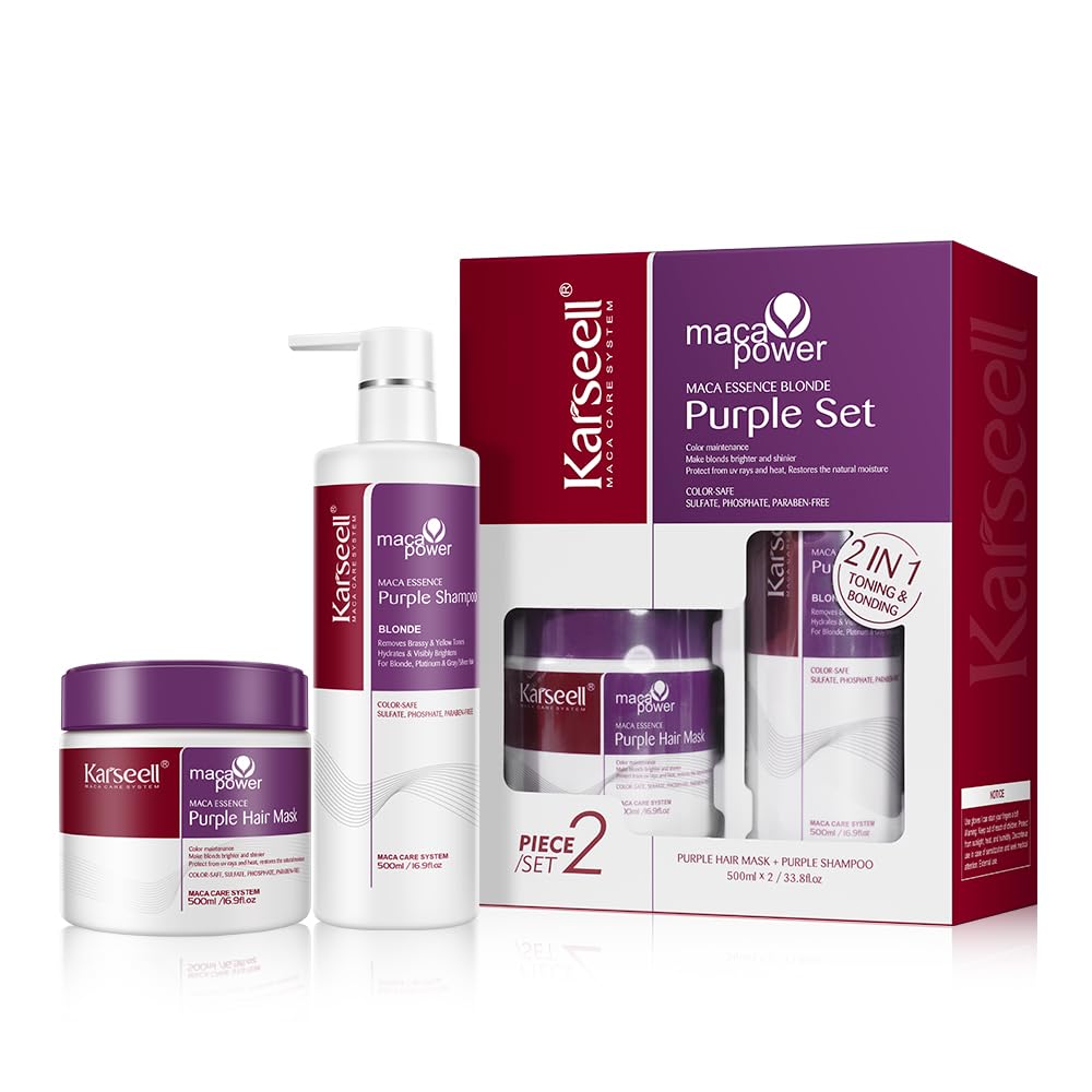 Karseell Maca Power Purple Hair Mask bottle brightening blonde and gray hair